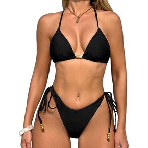 Sexybody Women's V Cut Bikini Sexy Tie Front Cutout High Cut Two Piece Swimsuit Bathing Suit in Kuwait