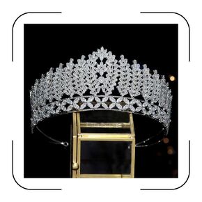 Aoligrace Luxury 5A Level Cubic Zirconia Bridal Tiaras for Wedding Quinceanera CZ Crowns Pageant Headpiece Hair Accessories in Kuwait