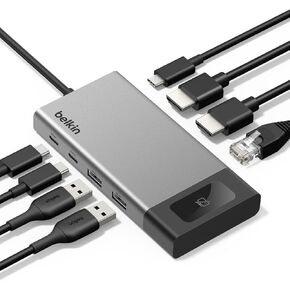 Belkin USB C Hub, 11-in-1 Multi-Port Laptop Dock with 4K HDMI, DP, VGA, USB C Docking Station with 100W Power Delivery, USB A, Gigabit Ethernet, SD, MicroSD, 3.5mm Port For MacBook Pro, Air and More in Kuwait