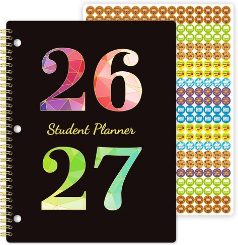 Student Planner 2025-2026 - July 2025 - June 2026, Weekly & Monthly planner for Students 11"x 8.3", Flexible Cover, Strong Golden Binding, Printed Tabs, with Stickers in Saudi Arabia