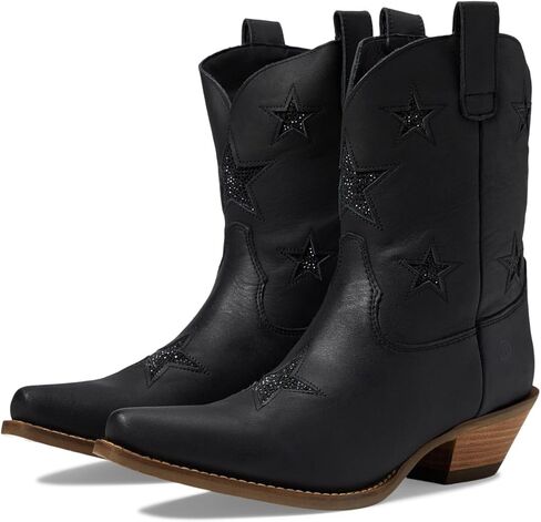 Dingo Womens Star Struck Tooled Inlay Snip Toe Casual Boots Ankle Mid Heel 2-3" - Black in Saudi Arabia