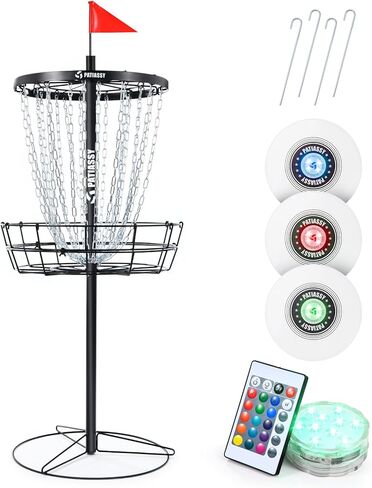 Portable Disc Golf Basket with 24/12 Chains for Two Difficulty Levels of Practice Golf Target for Disc Golf Night Practice in Saudi Arabia