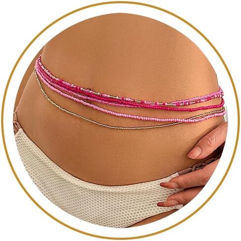 ALEXTINA Dainty Waist Beads Chain Layered Summer Corlorful Belly Chains Bikini Beach Jewelry Body Chain for Women in Saudi Arabia
