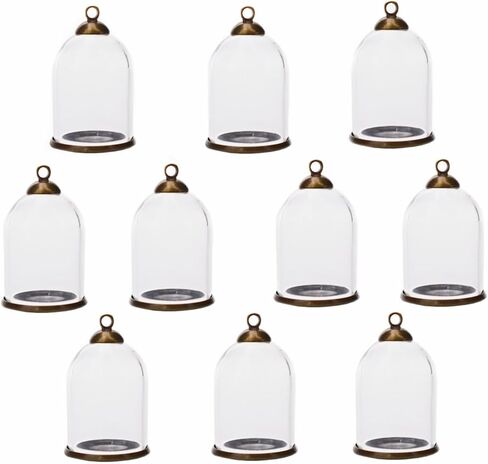 10 Pieces Clear Tube Globe Bottle with findings Hollow Glass Dome, Glass Vial Pendant Charms (25x18mm Bronze Classic) in Saudi Arabia