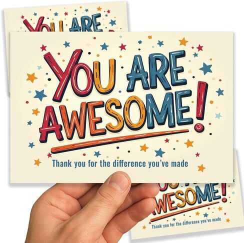 You Are Awesome Cards - 4x6 Postcards Pack (50 Greeting Notes) - Show Appreciation for Employees, Teachers, Customers, Volunteer, Students - Affirmations in Saudi Arabia