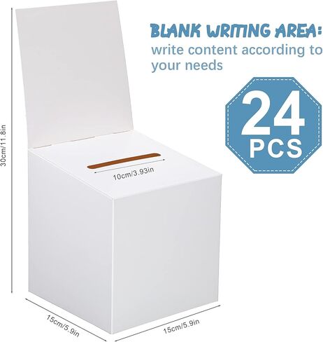 Ballot Box Raffle Box Donation Box for Fundraising, 6 x 6 x 6 Inch Cardboard Box with Slot for Ticket and Removable Header Charity Box for Collecting Business Card Voting Contest (18) in Saudi Arabia