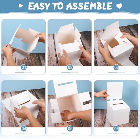 Ballot Box Raffle Box Donation Box for Fundraising, 6 x 6 x 6 Inch Cardboard Box with Slot for Ticket and Removable Header Charity Box for Collecting Business Card Voting Contest (18) in Saudi Arabia
