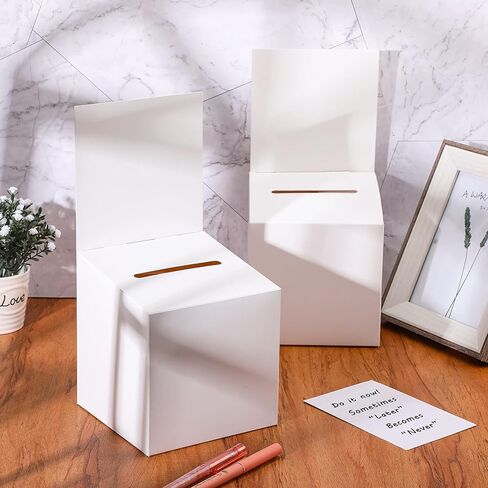 Ballot Box Raffle Box Donation Box for Fundraising, 6 x 6 x 6 Inch Cardboard Box with Slot for Ticket and Removable Header Charity Box for Collecting Business Card Voting Contest (18) in Saudi Arabia