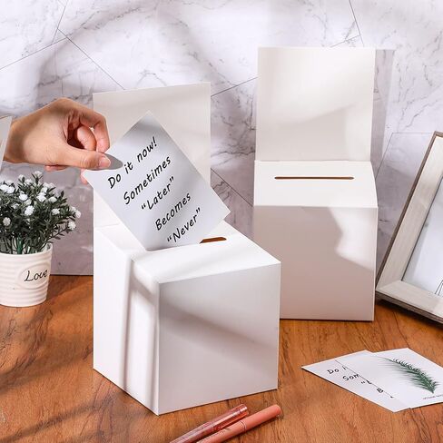 Ballot Box Raffle Box Donation Box for Fundraising, 6 x 6 x 6 Inch Cardboard Box with Slot for Ticket and Removable Header Charity Box for Collecting Business Card Voting Contest (18) in Saudi Arabia