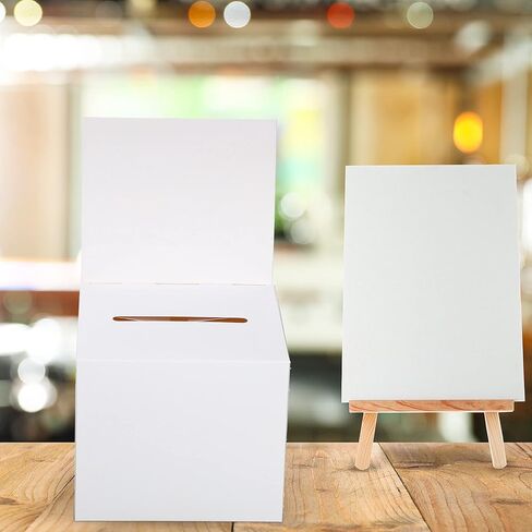 Ballot Box Raffle Box Donation Box for Fundraising, 6 x 6 x 6 Inch Cardboard Box with Slot for Ticket and Removable Header Charity Box for Collecting Business Card Voting Contest (18) in Saudi Arabia