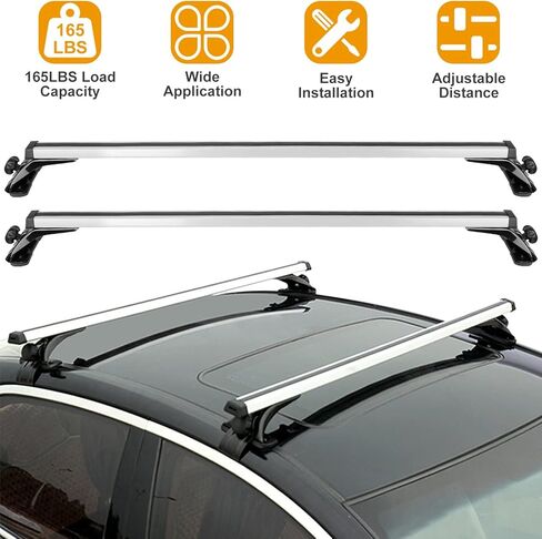 Universal Roof Rack Cross Bars, 48" Aluminum Lockable Car Top Crossbars with Anti-Theft Lock, Adjustable Window Frame for Bare Roof Kayak Bike Rooftop Cargo Carrier Luggage 165LBS Max Load in Saudi Arabia