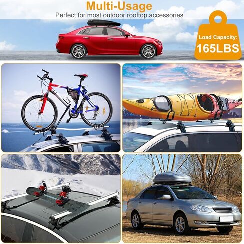 Universal Roof Rack Cross Bars, 48" Aluminum Lockable Car Top Crossbars with Anti-Theft Lock, Adjustable Window Frame for Bare Roof Kayak Bike Rooftop Cargo Carrier Luggage 165LBS Max Load in Saudi Arabia