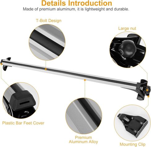 Universal Roof Rack Cross Bars, 48" Aluminum Lockable Car Top Crossbars with Anti-Theft Lock, Adjustable Window Frame for Bare Roof Kayak Bike Rooftop Cargo Carrier Luggage 165LBS Max Load in Saudi Arabia