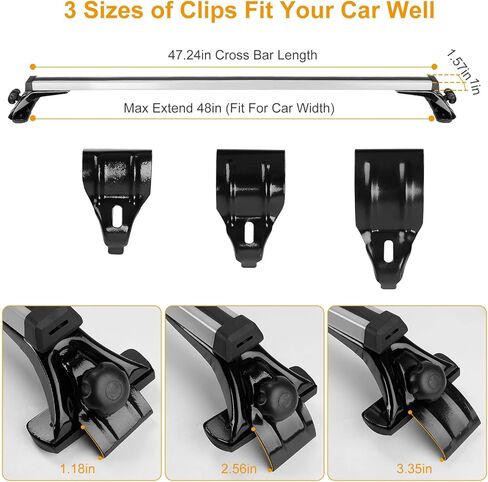 Universal Roof Rack Cross Bars, 48" Aluminum Lockable Car Top Crossbars with Anti-Theft Lock, Adjustable Window Frame for Bare Roof Kayak Bike Rooftop Cargo Carrier Luggage 165LBS Max Load in Saudi Arabia