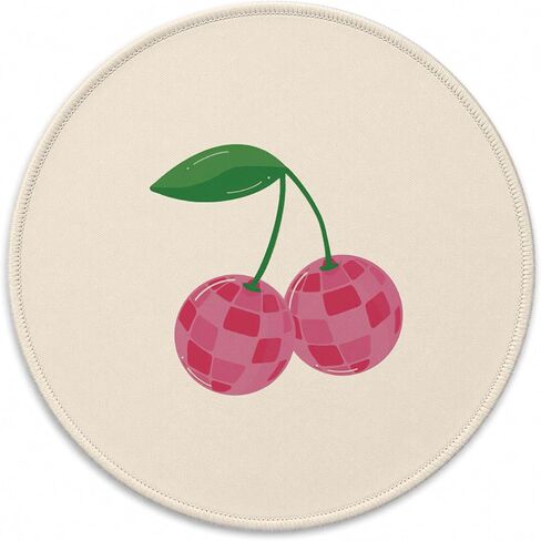 80's Cherry Disco Ball Pink Preppy Small Mouse Pad 7.9x7.9 Inches,Washable Round Cloth Mousepad for Office Laptop Computer,Non-Slip Rubber Base Mouse Pads for Wireless Mouse,Gifts for Teen Girls in Saudi Arabia
