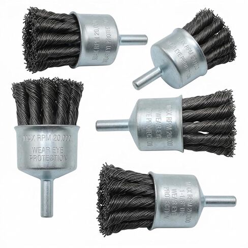 HOYIN Wire End Brush, Twist Knotted, Alloy Carbon Steel, 0.020in-by-1 1/8in (5) in Saudi Arabia