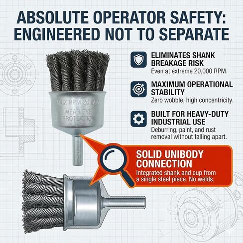 HOYIN Wire End Brush, Twist Knotted, Alloy Carbon Steel, 0.020in-by-1 1/8in (5) in Saudi Arabia