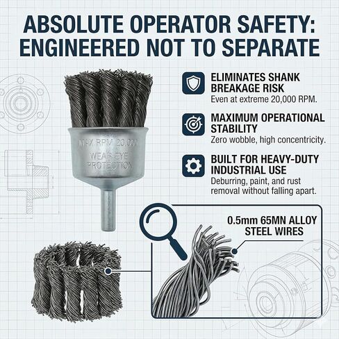 HOYIN Wire End Brush, Twist Knotted, Alloy Carbon Steel, 0.020in-by-1 1/8in (5) in Saudi Arabia