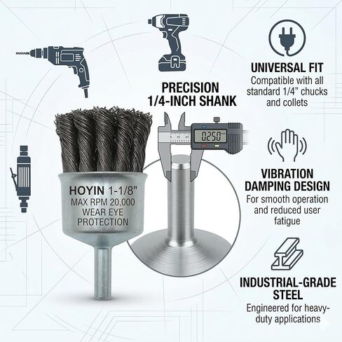 HOYIN Wire End Brush, Twist Knotted, Alloy Carbon Steel, 0.020in-by-1 1/8in (5) in Saudi Arabia