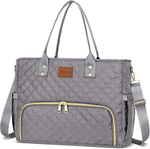 KKXIU Lunch Tote Bag for Teacher & Nurse, 15.6 Inch Laptop Tote with Insulated Lunch Box Pocket for Women - Grey in Saudi Arabia