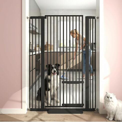 71" Tall Cat Gate 40.6-46" Wide Pet gate with Small Cat Door Safety Pet Gate NO Drilling Pressure Mount Kit for Cats and Dogs Indoor Doorways liveing Room Bedroom Black in Saudi Arabia