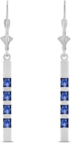 Galaxy Gold GG 14K Solid Gold Leverback Earring Bar with Natural Sapphires in Saudi Arabia