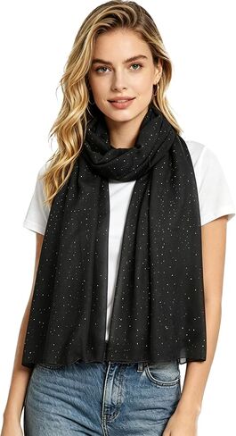 Lina & Lily Solid Shimmer Sparkle Glitters Sheer Maxi Shawl Scarf Hijab in Saudi Arabia
