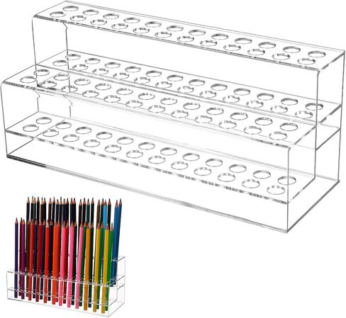 Bestyash Pen Holder Box - منظم مكتب بلاستيكي شفاف لعلامات الأقلام وفرش المكياج - 9.45 × 4.13 × 3.54 بوصة شاشة متعددة الاستخدامات للمكتب المنزلي in Saudi Arabia