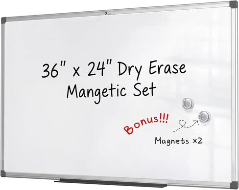 TOWON Magnetic Dry Erase Board White Board, Silver Aluminium Frame, Whiteboard for Wall with Pen Tray and Accessories for Office, Homeschool, 48 x 24 Inches in Saudi Arabia