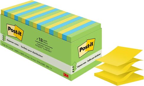 ورق ملاحظات فائق اللصق من Post-it، 3x3 بوصة، 18 وسادة، 100 ورقة/وسادة، 2x قوة الالتصاق، مجموعة الزهور الخيالية، ألوان جريئة، قابلة لإعادة التدوير in Kuwait