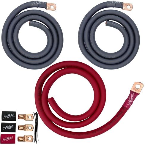 Sky High Oversized 1/0 Gauge AWG Big 3 Upgrade Green/Black Electrical Wiring Kit in Kuwait