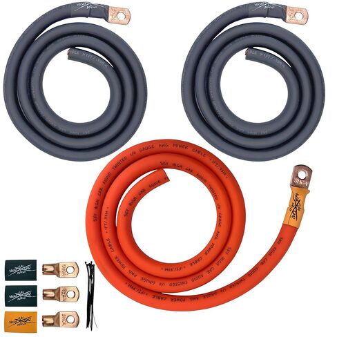 Sky High Oversized 1/0 Gauge AWG Big 3 Upgrade Green/Black Electrical Wiring Kit in Kuwait
