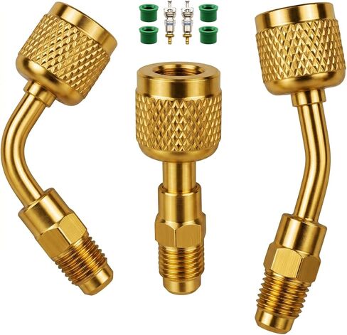 R32 R454B Brass Adapter 45 85 degrees combination, 1/4 Inch Female to 1/4 Inch Male Reverse Thread, for R-454B/R-32 A2L Refrigerant Adapter Set Tanks in Saudi Arabia