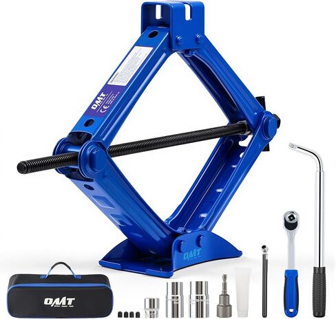 Orion Motor Tech 2 Ton Scissor Jack ، 14 PC. طقم مقص سيارة لسيارة سيدان سيارات الدفع الرباعي مع مفتاح حفر مقبس ريشت ، 4409 رطل جاك السيارات المحمولة ومجموعة الوقوف لتغيير الإطارات in Kuwait