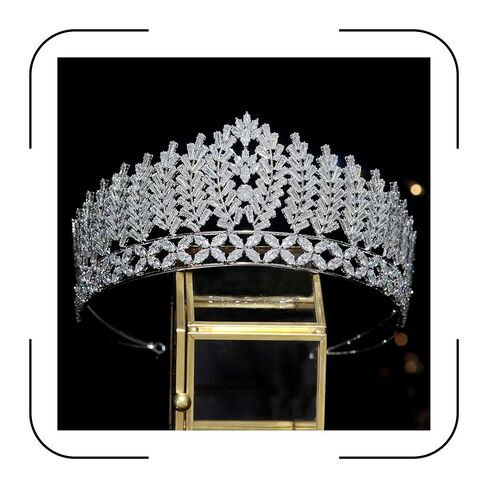 Aoligrace Luxury 5A Level Cubic Zirconia Bridal Tiaras for Wedding Quinceanera CZ Crowns Pageant Headpiece Hair Accessories in Kuwait
