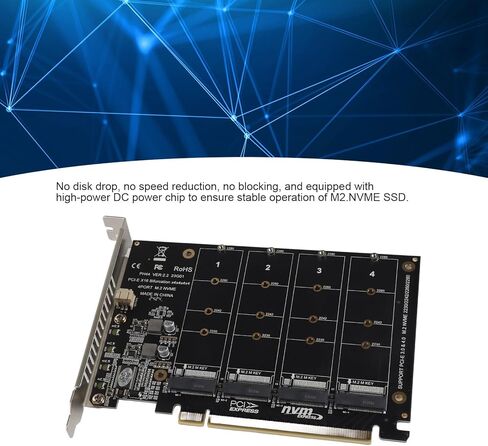 Adapter Card,4 Port M.2 NVMe SSD to PCIE X16 M Key Hard Drive Converter,Reader,Expansion Card,Supports PCIE Split or PCIE RAID Function,PCIE 3.0, 4.0 Transmission Protocol.(ph44) in Saudi Arabia