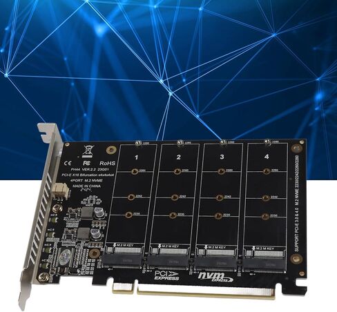Adapter Card,4 Port M.2 NVMe SSD to PCIE X16 M Key Hard Drive Converter,Reader,Expansion Card,Supports PCIE Split or PCIE RAID Function,PCIE 3.0, 4.0 Transmission Protocol.(ph44) in Saudi Arabia