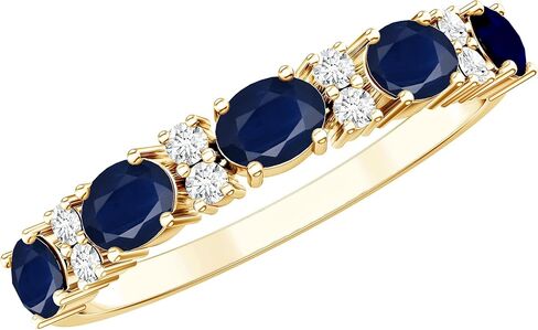 فرقة الزفاف الماس الياقوت الأزرق الحقيقي ، AAA Quality ، حلقة Sapphire East West for Women - مثالية للهدية in Saudi Arabia