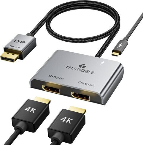 DisplayPort to Dual DisplayPort Splitter (4K@60Hz) Display Port 1 in 2 Out Adapter for Dual Monitor Extend Display, MST DP to 2 DP Adapter for PC, Graphics Card in Saudi Arabia