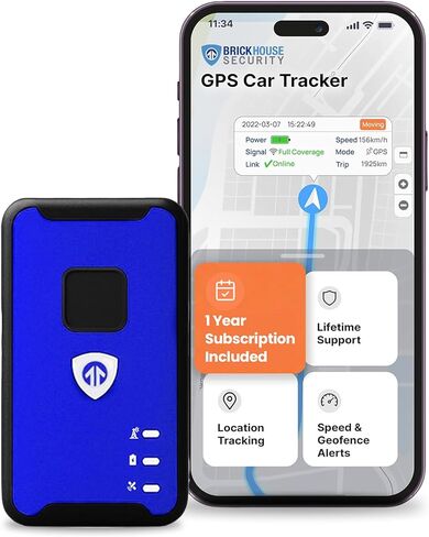 Brickhouse Security GPS Tracker للمركبات بدون رسوم شهرية - اشتراك لمدة عام واحد - أجهزة تتبع GPS محمولة LTE للسيارات المخفية - أجهزة تتبع GPS صغيرة للسيارات - أجهزة تتبع GPS in Saudi Arabia