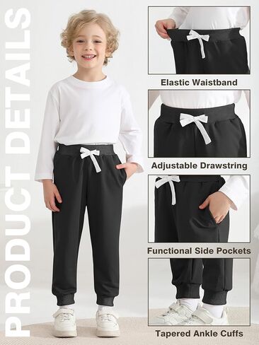 Resinta 4 Pack Toddler Boys Sweatpants Kids Pull On Casual Pants Athletic Joggers with Drawstring Pockets for Boys in Saudi Arabia