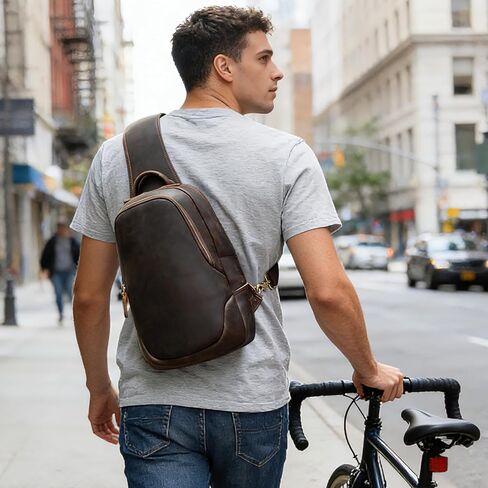 TIDING حقيبة جلدية كلاسيكية للرجال من TIDING حقيبة كتف للسفر في الهواء الطلق حقيبة كتف Daypack تناسب جهاز iPad مقاس 12.9 بوصة in Saudi Arabia