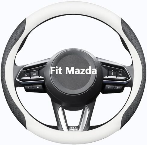 Nappa Leather Slim Stylish Steering Wheel Cover， for Mazda Steering Wheel Cover Interior Conversion (Black) in Saudi Arabia