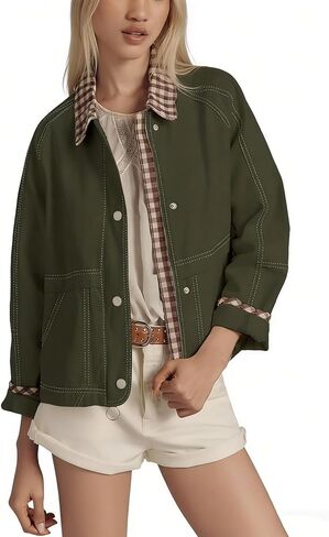 AimiRay Women Women Lightize Scedt Button Button Button Down Disual Shacket Coats مع جيوب جانبية in Saudi Arabia