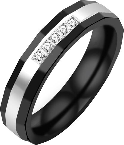 Uloveido التيتانيوم الفولاذ المقاوم للصدأ خواتم الطوب الأسود نمط الزفاف الفرقة الراحة تناسب الأزواج خواتم للرجال والنساء حجم 5-11 in Saudi Arabia