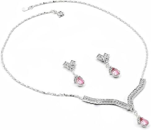 Topwholesalejewel Gold Crystal Rhinestone Necklace with 2 Line Teardrop Center & Matching Dangle Earrings Jewelry Set in Kuwait