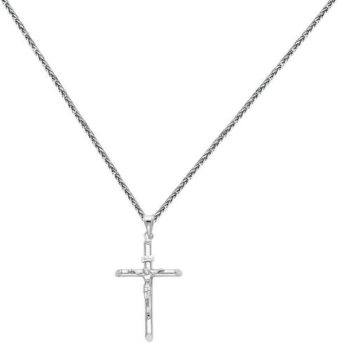 14K Yellow Gold Box Chain Cross Pendant Necklace - Real Yellow Gold Religious Charm Pendant Necklace - Ideal Gift for Men and Women in Saudi Arabia