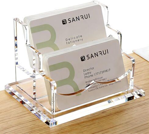 Business Card Holder for Desk Clear Acrylic Business Cards Display Stand Name Card Holder Case Organizes 200 Cards-4 Slot 4 Tier 1 Pack(4 slot-H) in Saudi Arabia