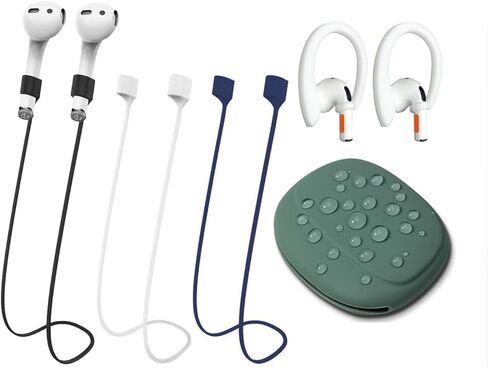 BUISAMG Magnetic Anti-Lost Straps for AirPods, Soft Silicone Sports Lanyard, Neck Rope Cord -(4-Pack) Wireless Headphones Anti-Lost Rope (Wine red/White/Light Purple/Green) in Kuwait