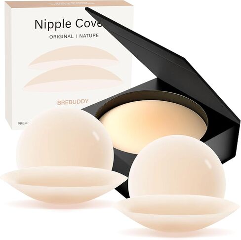 Nipple Covers for Women 2 Pairs - Reusable Silicone Sticky Nipple Covers No Show, Adhesive Pasties with Travel Case in Saudi Arabia